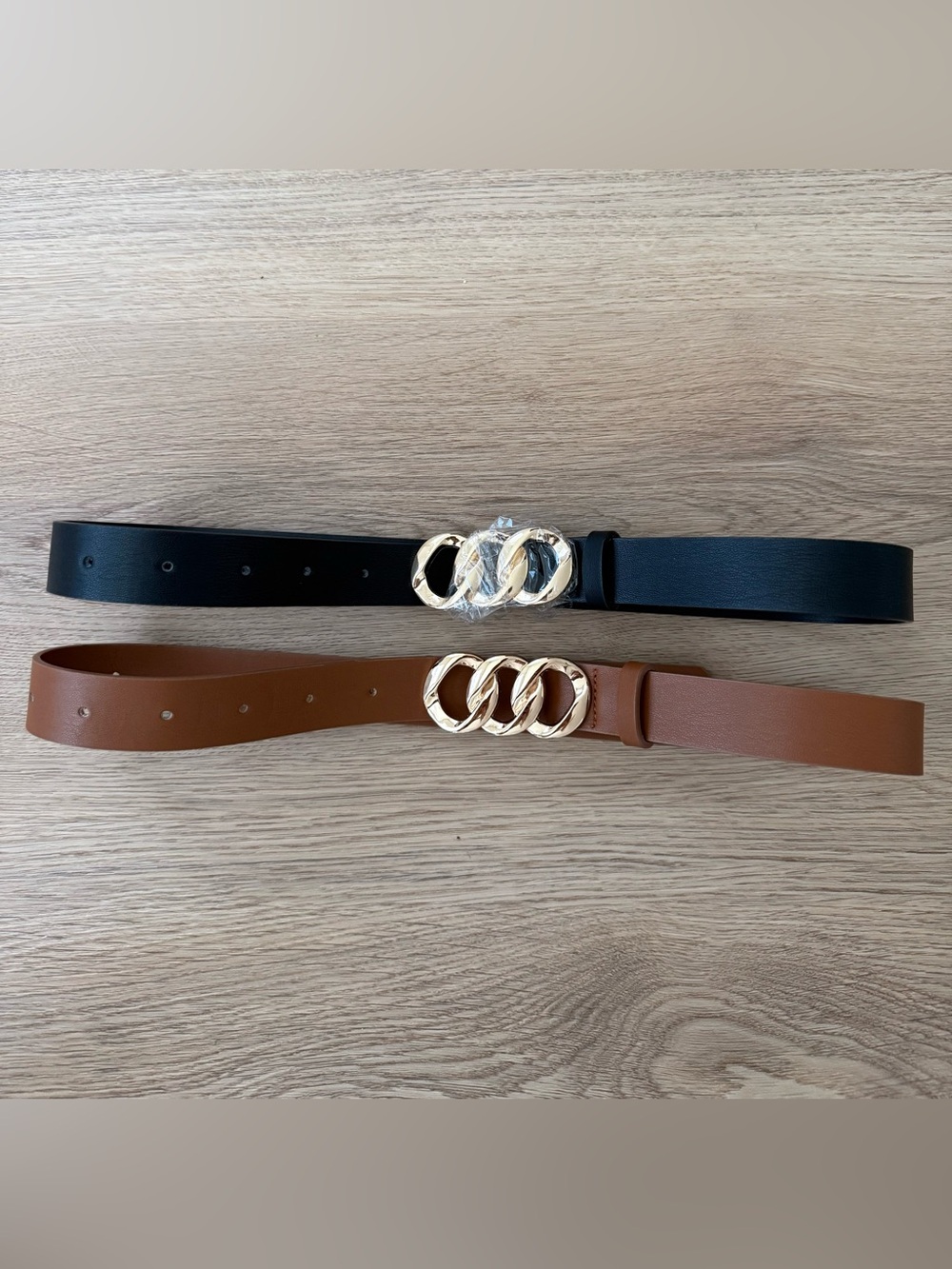 Brown and black belts with buckle size S